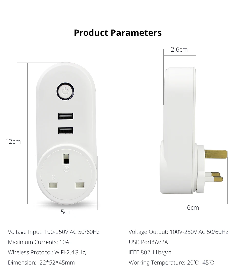 Смарт Wi-Fi мощность Великобритания розетка с USB Tuya приложение управление таймер функция работать с Alexa Google Home assistant