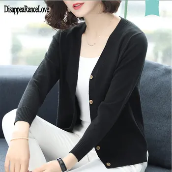 

2019 Women Cardigans Sweater V neck Solid Loose Knitwear Single Breasted Casual Knit Cardigan Outwear Winter Jacket Coat