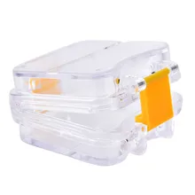 Caja de dientes organizadora de dientes artificiales, Caja de almacenaje para dentadura postiza transparente con contenedor de red colgante, caja de baño para dentadura
