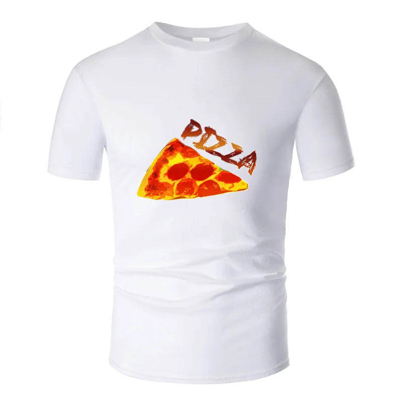 Новая мода Humor pizza3 Футболка мужская женская одежда Европейский размер S-5xl Мужская футболка для отдыха короткий рукав против морщин - Цвет: Men-White