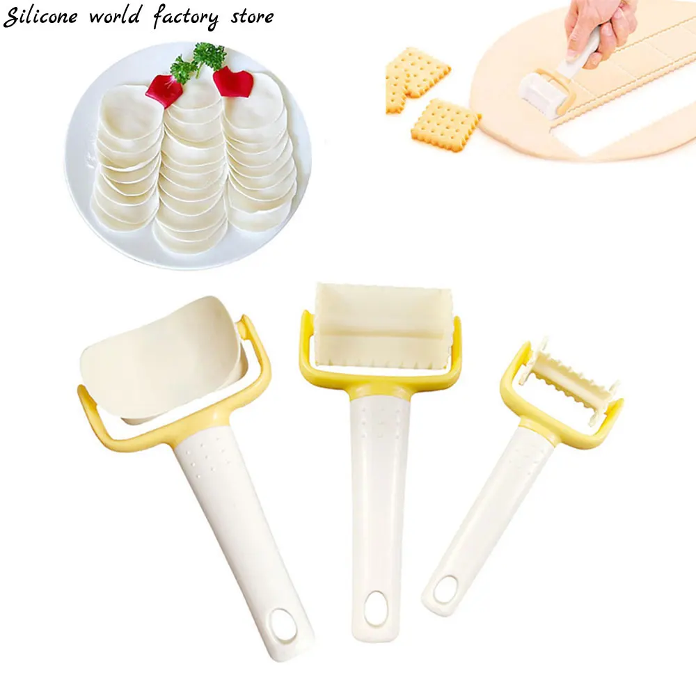 SiliconeworldRollingCookieCuttersDoughRoundSquareCutterRoller