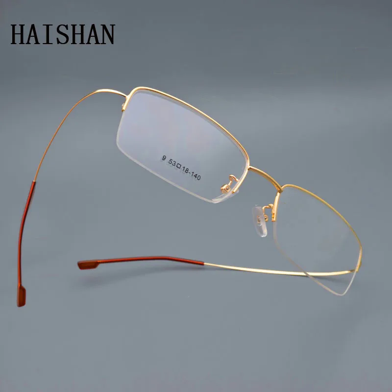 

Glasses Frame Half For Men And Women Super Light Glasses Gold Wire Side Thin Legs Silver Thin Border Fine Temple Elasticity