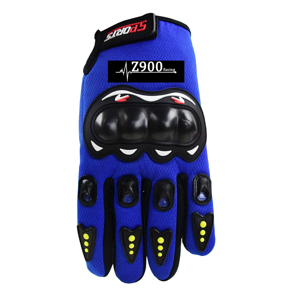 Зимние и летние мотоциклетные перчатки для Kawasaki Z900 Motos полный палец Luvas Guantes защита для мотокросса гоночные перчатки - Цвет: Blue