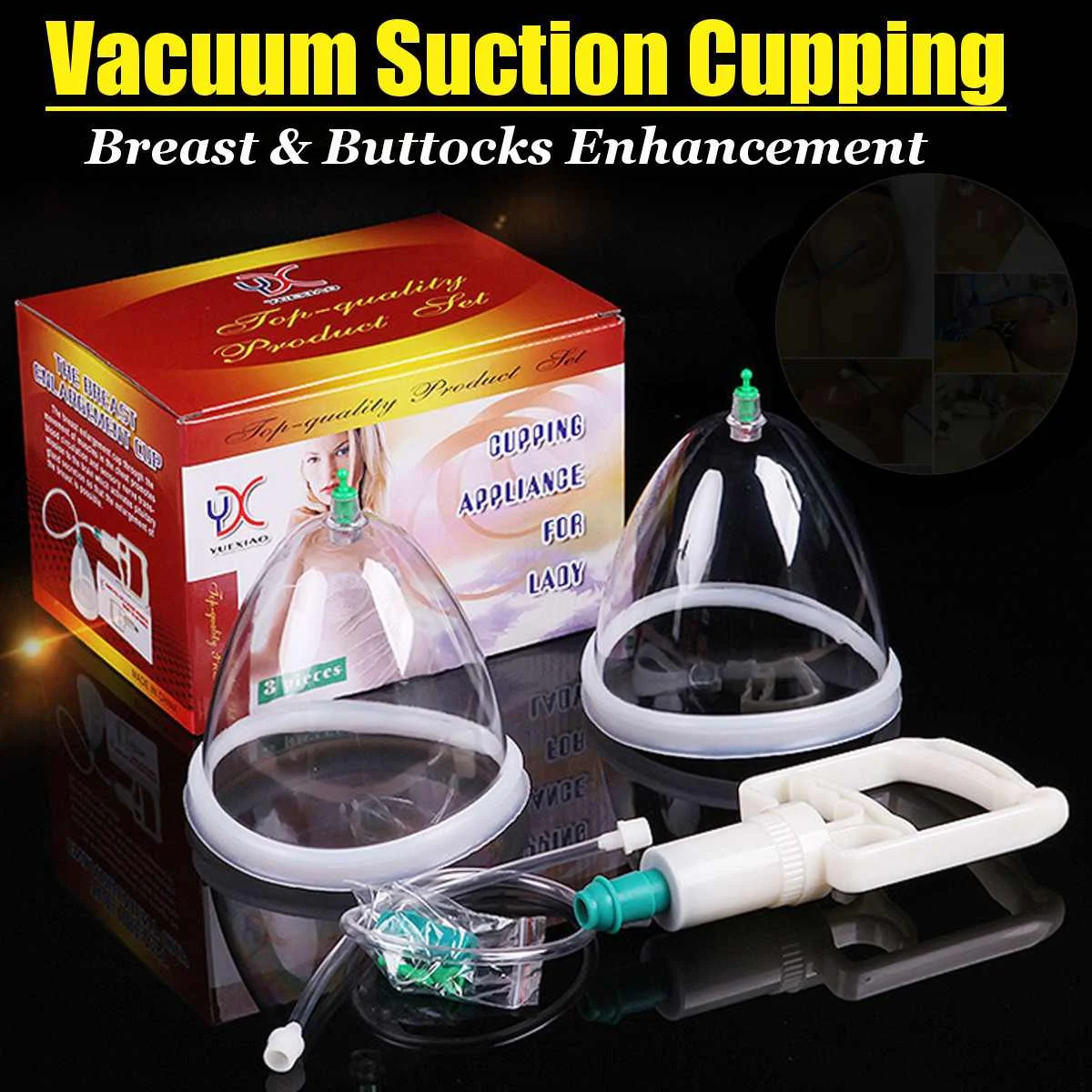 32 банки китайские вакуумные чашки комплект для постановки банок выдвижной вакуумный аппарат терапия Релакс массажеры кривые всасывающие насосы - Цвет: Breast Cups
