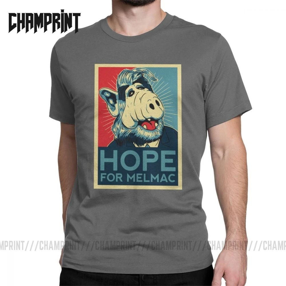 Hoffe Für Melmac Ja Wir Können Parody Mit Alf T Shirts Männer Baumwolle T-Shirt Runde Kragen Tv Shumway Sitcom Katze alien T Hemd