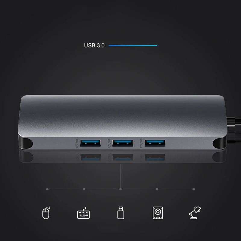 Тип-c ноутбук смарт Док-станция для подзарядки телефона 9 в 1 USB HDMI адаптер совместимый для Macbook Hp Dell lenovo samsung huawei Xiaomi
