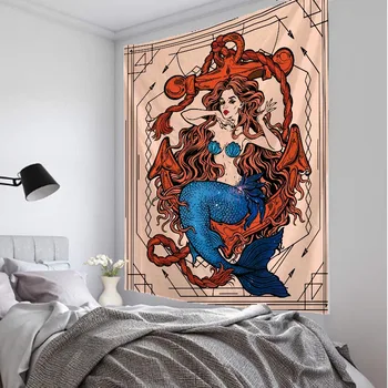 

A Mermaid tapestry Indian Mandala Hippie Macrame Tapestry Wall Hanging Boho decor Psychedelic Witchcraft Tapestry