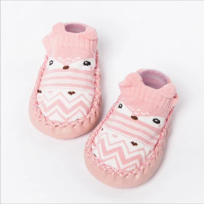 pink Г. Модная детская обувь на резиновой подошве, носки-тапочки для новорожденных на осень и зиму, противоскользящая обувь на мягкой подошве - Цвет: pink