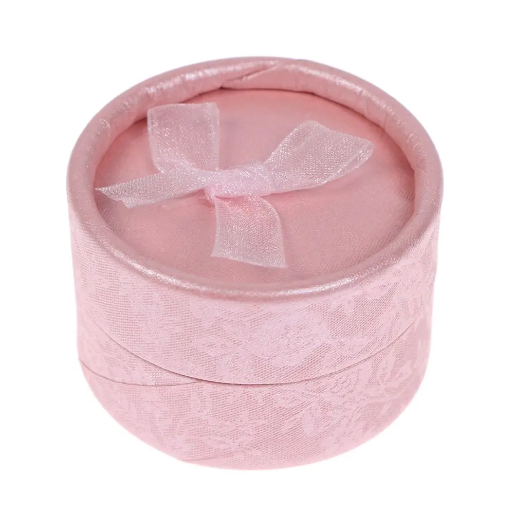 Random Send Round Ribbon Jewelry Box Gift Boxes With Knot Necklace Ring Bracelet Display Box For 5