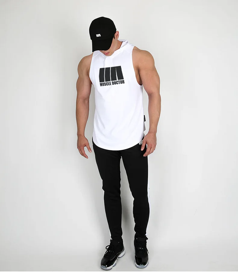 Muscle Dr. Brothers стиль летний Повседневный корейский стиль жилет мужской спортивный фитнес с капюшоном жилет одежда