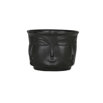 

Man Face Flower Vase Home Decoration Accessories Modern Ceramic Vase for Flowers Pot Planters 13 x 13 x 9.5cm - Black