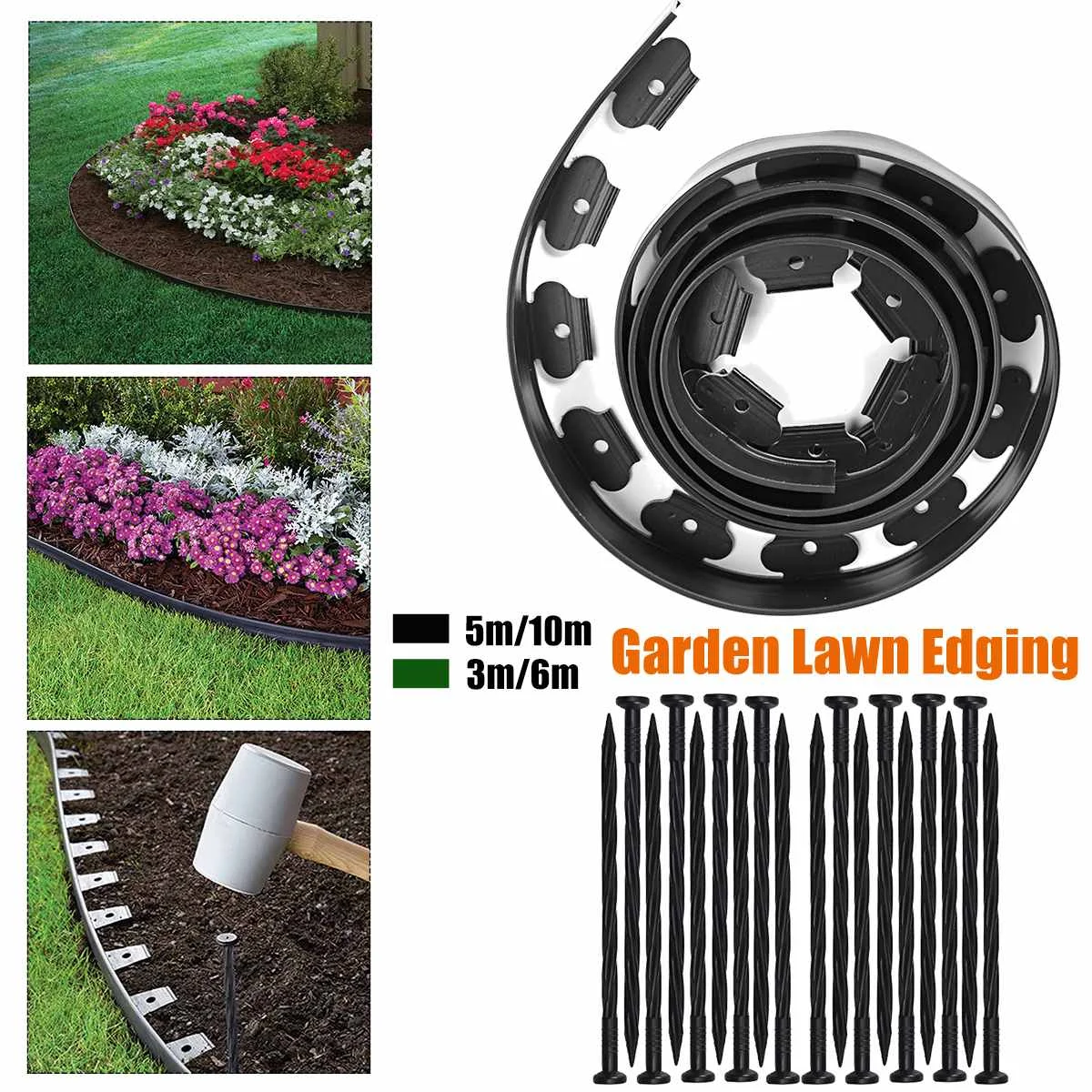 3m6mGardenFlexibleLawnGrassPlasticEdgingBorderlandscapeedgingEasyInstallInsert