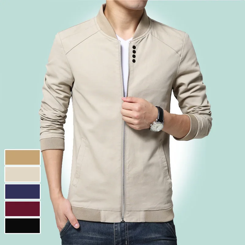 

Spring And Autumn New Style MEN'S Jacket Thin Casual Men'S Wear Pure Cotton Coat Men's Casual Slim Fit Stand Collar Youth Trend