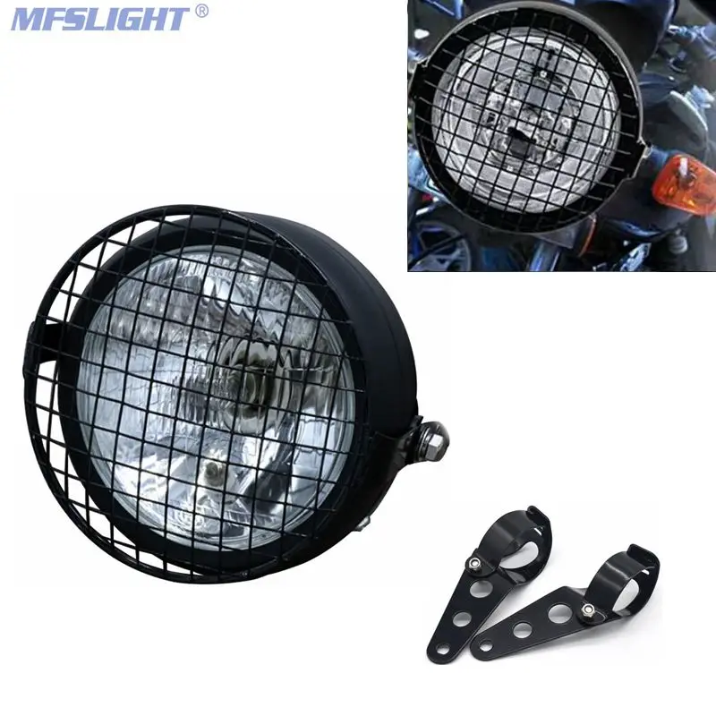 

Vintage Motorcycle LED Headlight High Low Beam DRL Daytime Running Light Bracket Cover Protector for Sportster Cafe Racer Bobber