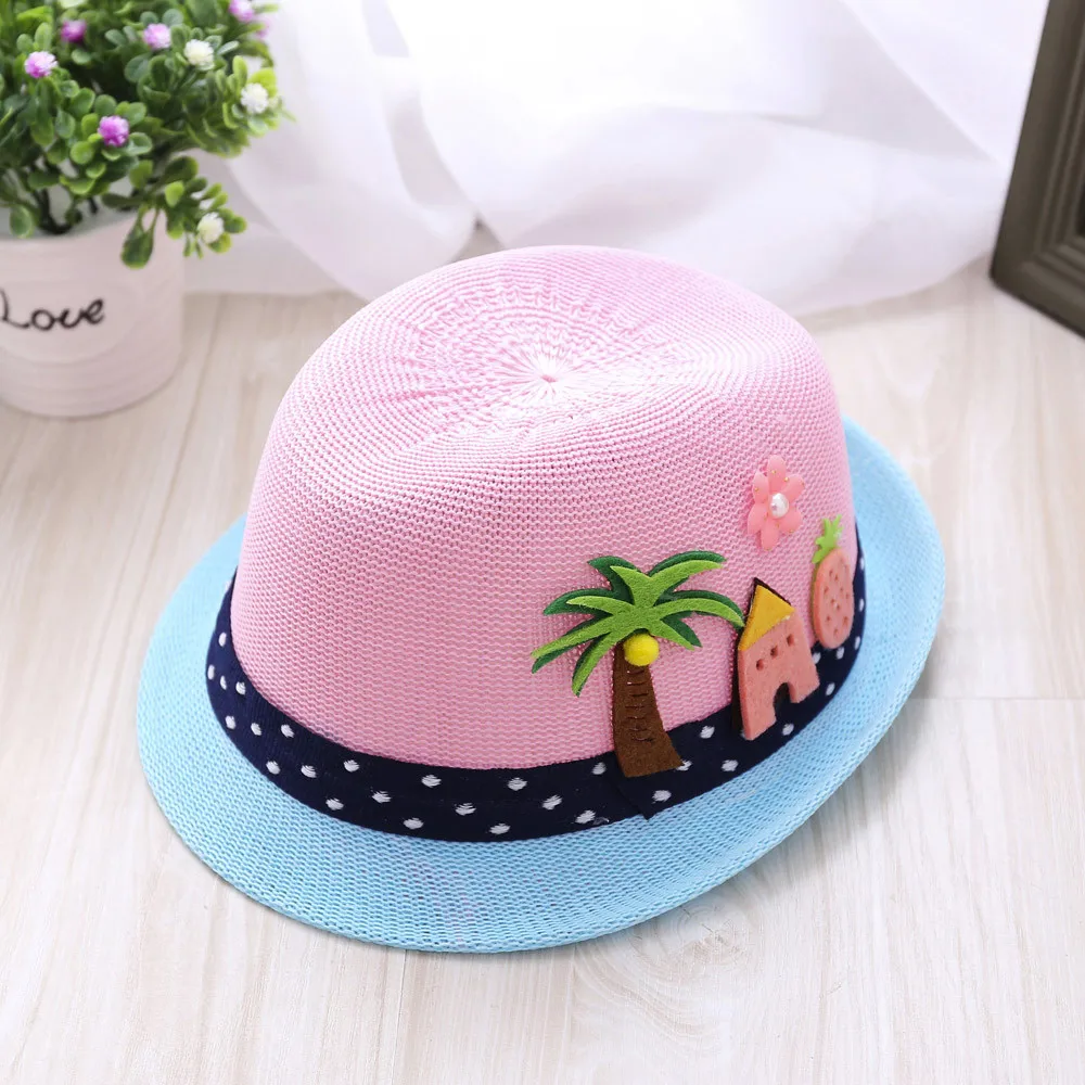 Boys and girls jazz hat embroidered coconut tree Toddler Infant Sun Cap Outdoor Baby Girls/Boys Hat Jazz Cap For Baby 