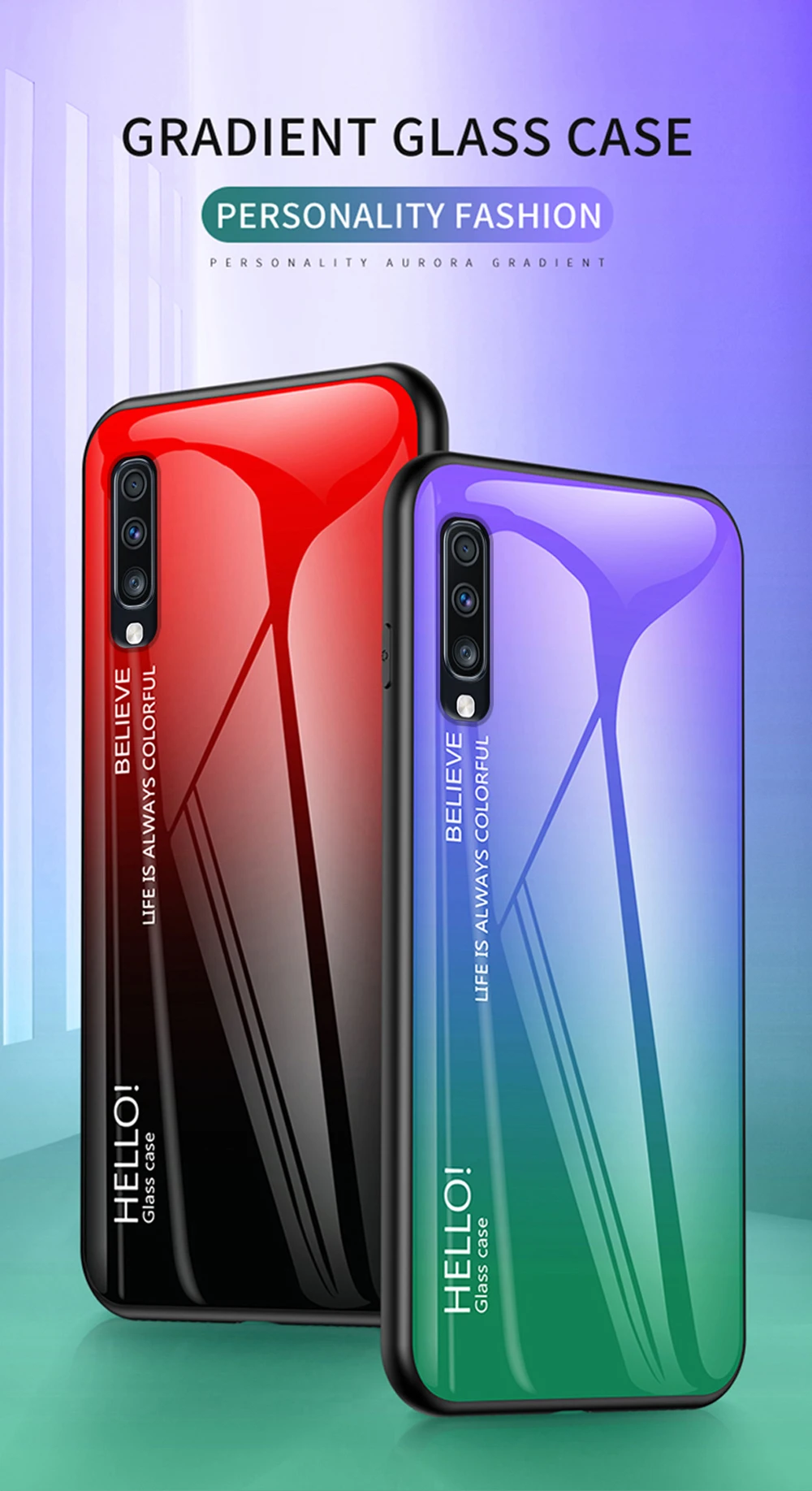 Модный градиентный стеклянный чехол для телефона samsung Galaxy A70S чехол Полная защита бампер чехол для samsung A70 чехол 6,7"
