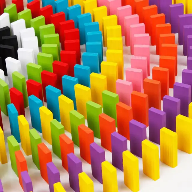 120Pcs/Set Colorful Dominoes Wooden Blocks Children Early Educational Play Toy Domino Block 4
