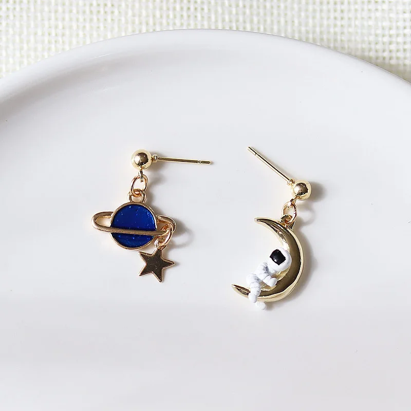 Creative Universe Planet Star Astronaut Tassel Drop Earrings for Women Girls