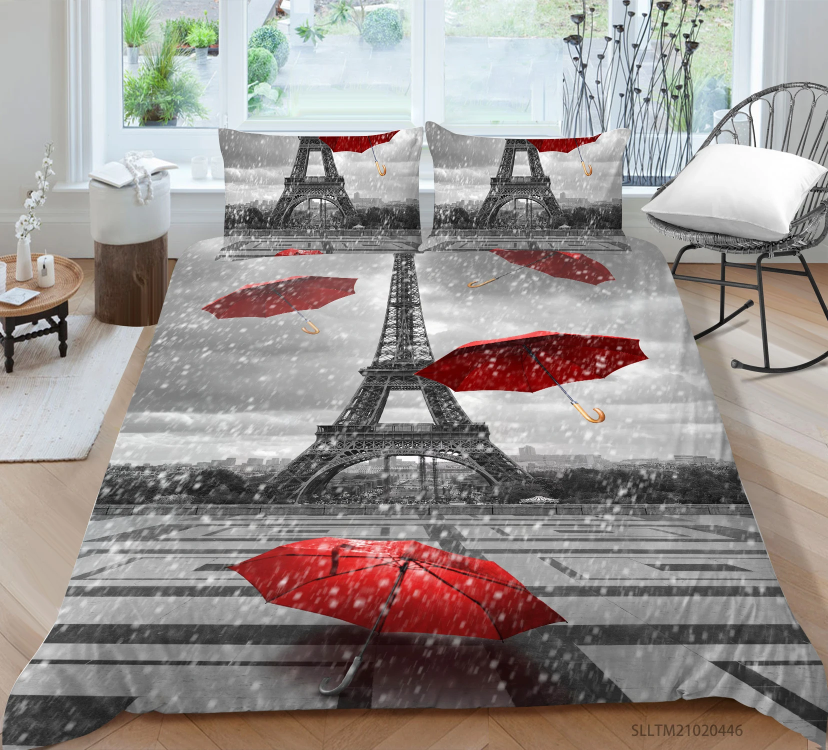 

Комплект постельного белья с 3D-принтом Эйфелевой башни, 2/3 предмета