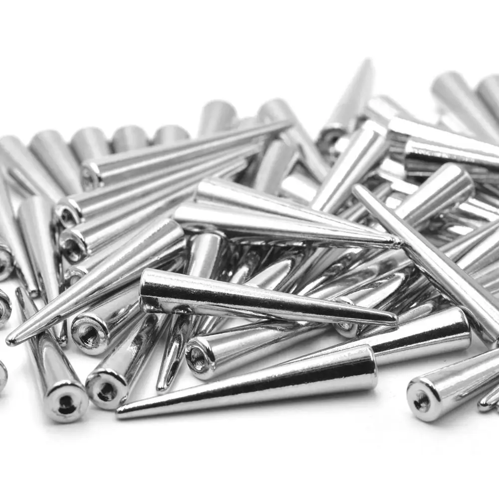 100Sets/ 9.5mm Silver Cone Spikes Screwback Studs DIY Silver