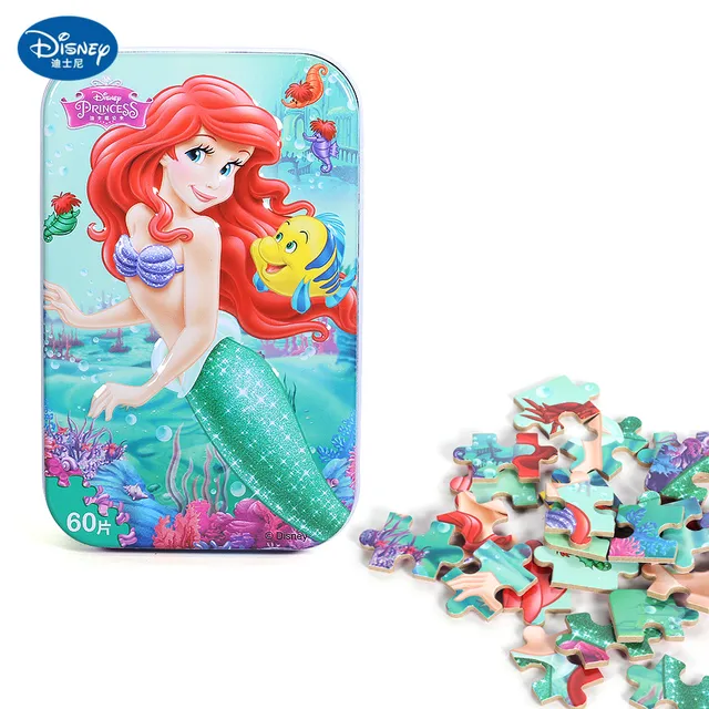 Disney 60 Piece Princess Frozen Wooden Box Puzzle Early Education Children Bottom Box Puzzle Birthday Toys Intelligence Puzzle 3