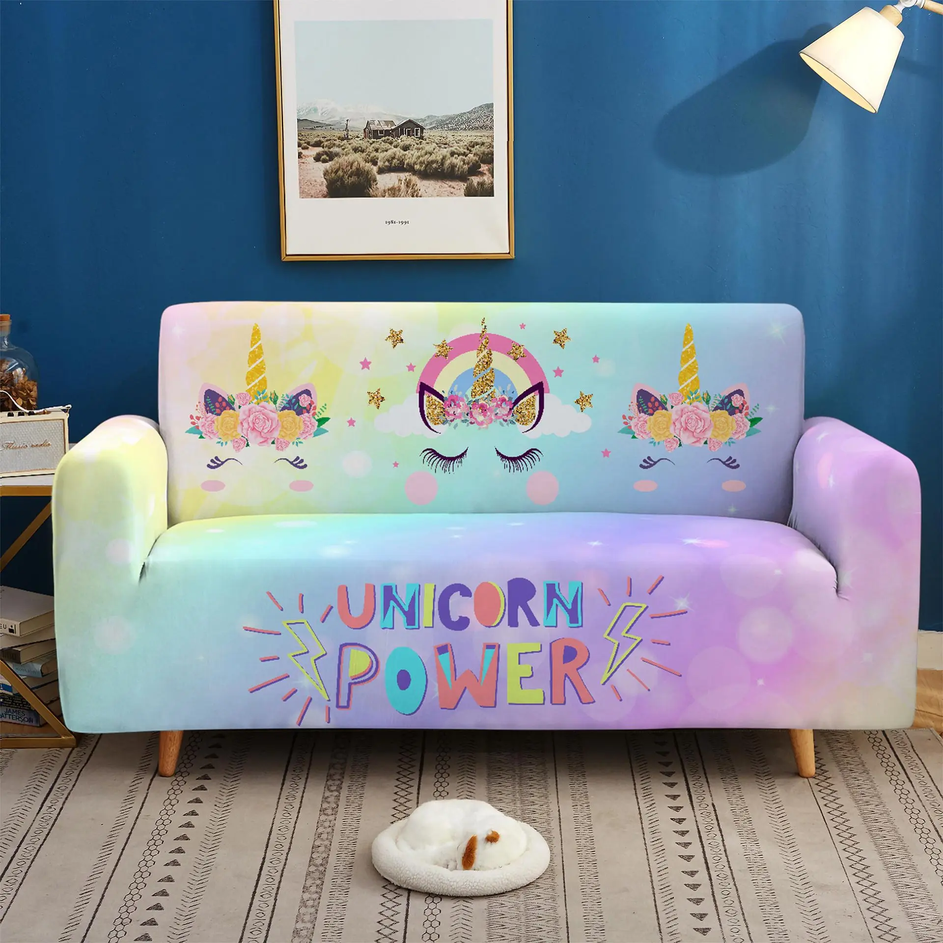

Pink Unicorn Print Couch Cover for Sofas Home Decor Sofa Covers 1/2/3 Seaters for Living Room Armchair Cover Stretch Slipcovers