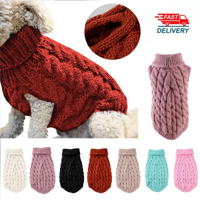 Warm Dog Cat Sweater Clothing Winter Turtleneck Knitted Pet Cat