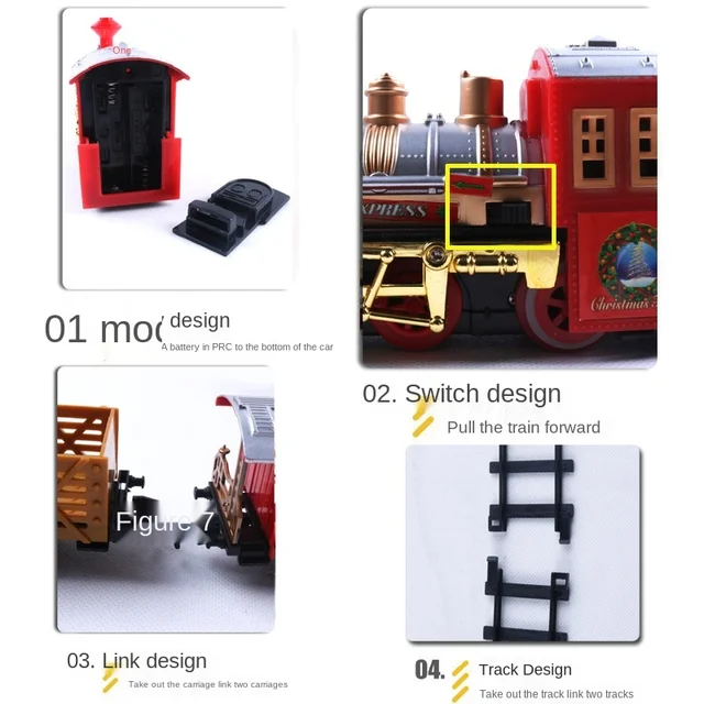 Christmas Electric Rail Car Train Music Rail Train Toy Railway Tracks Car Simulation Music Light Xmas New Year Gifts 3