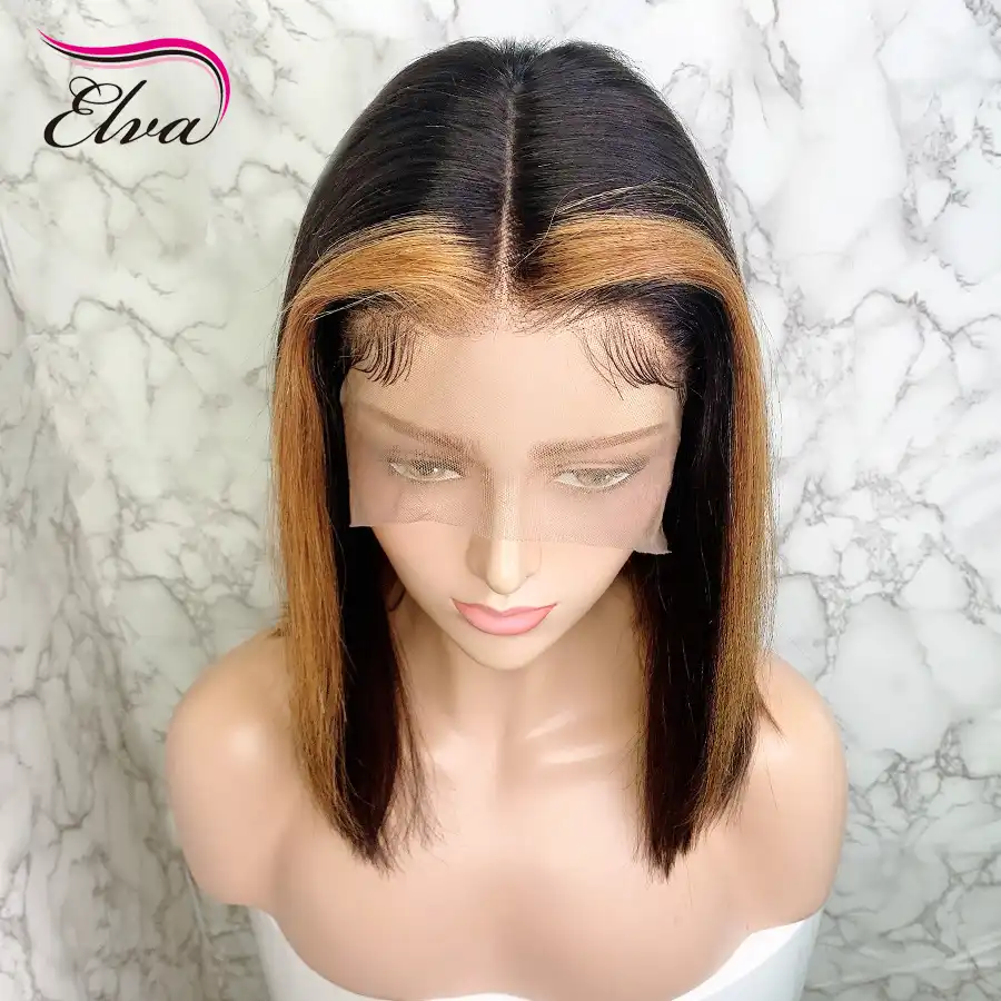 Elva Ombre Blonde Short Bob 13x6 Lace Front Human Hair Wigs With
