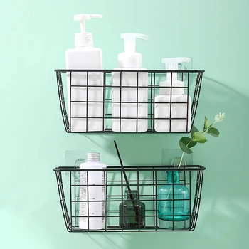 

Nordic Wrought Iron Storage Basket Kitchen Fruits Vegetable Snacks Container Bathroom Toiletry Storage Rack