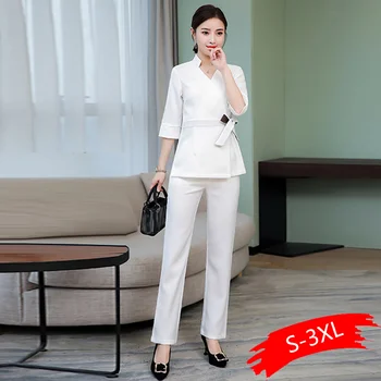 

SPA Workwear Overalls Autumn Summer White Massage Work Uniform Sets Hospital Nurse Three Quarter Sleeve Uniforms Beauty Clothing