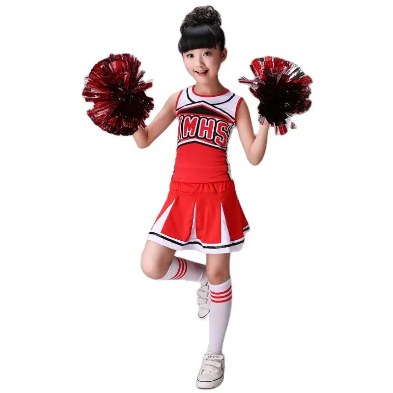 Kids Girls Cheerleading Dance Clothes Set Round Neckline Letter Print Patchwork Modern Dance Costumes For Kids Costume Boys Girs