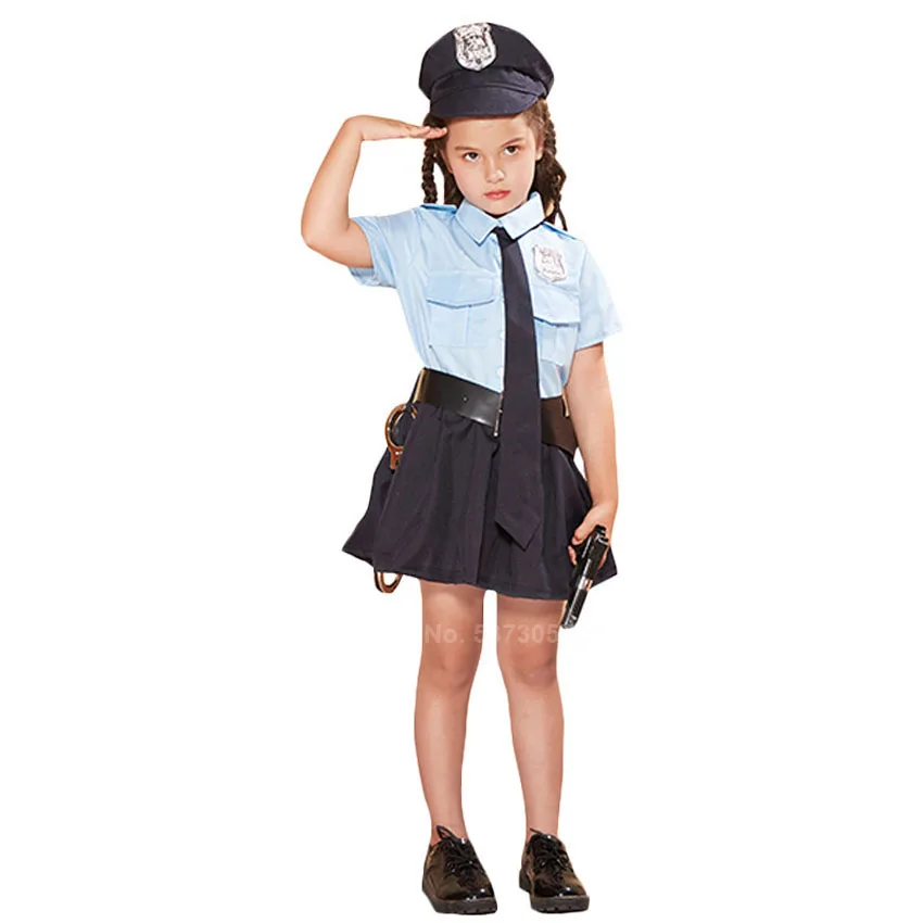 Крошечный Полицейский Униформа костюм для Хэллоуина для детей дорожного движения ролевые игры полицейский платье для маленьких девочек карнавальные вечерние маскарадные костюмы