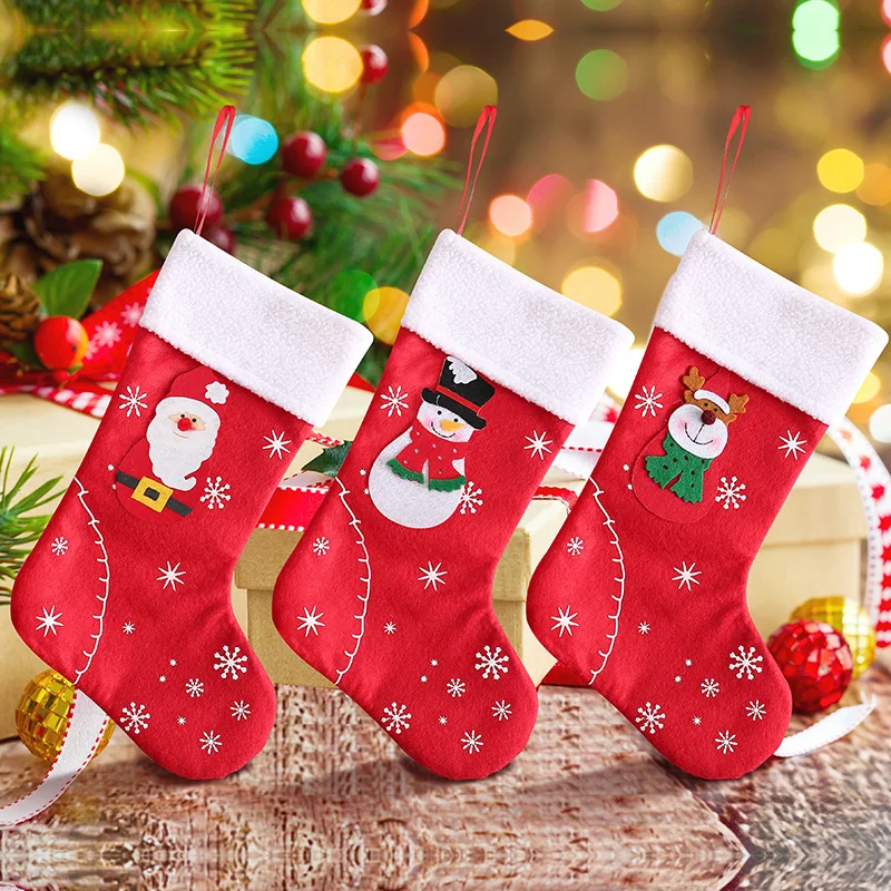 Рождественские чулки из ткани, носки Санта-Клауса, подарочные детские конфетные сумочки, снеговик, олень, карман, рождественские украшения для рождественской елки, украшения