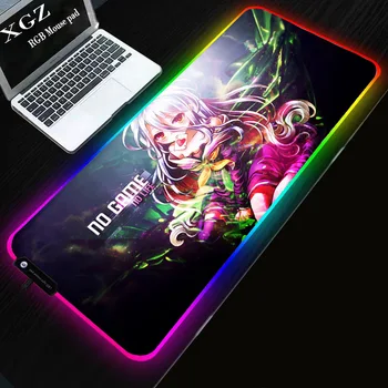 

XGZ Anime No Game No Life Gaming RGB Large Locked Mouse Pad Computer Mousepad Led Backlight XXL Surface Mause Keyboard Desk Mat