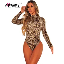ADEWEL Print Mock Neck Jumpsuit Long Sleeves Bodysuit Sexy Leopard Print Bodysuit Plus Size One Piece Bodysuit Women Clothes Top ADEWEL Print Mock Neck Jumpsuit Long Sleeves Bodysuit Sexy Leopard Print Bodysuit Plus Size One Piece Bodysuit Women Clothes Top
