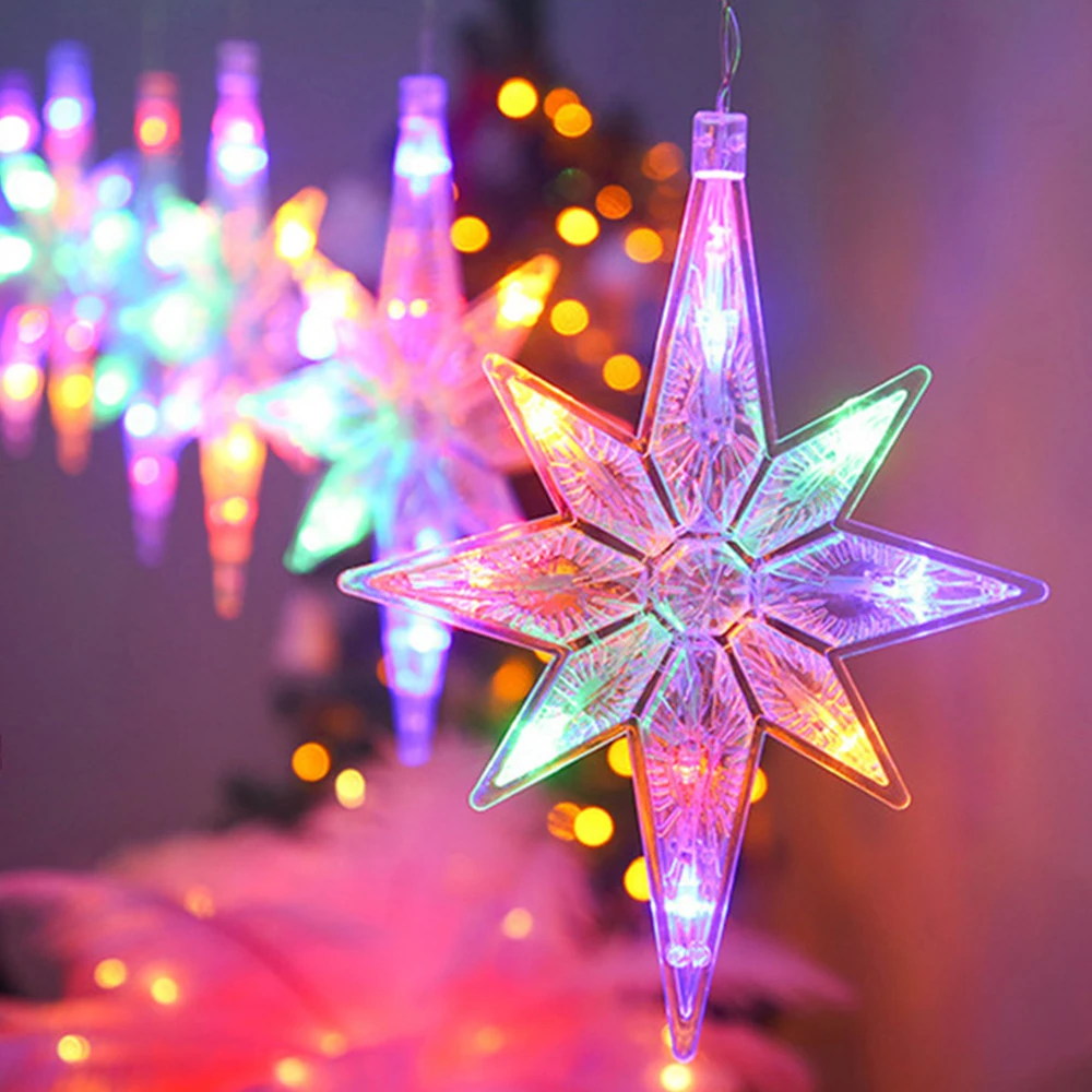 

2021 New Year Polaris Star Lamp LED String Lights for Halloween Christmas Home Party Room Curtains Garland Fairy Decorations