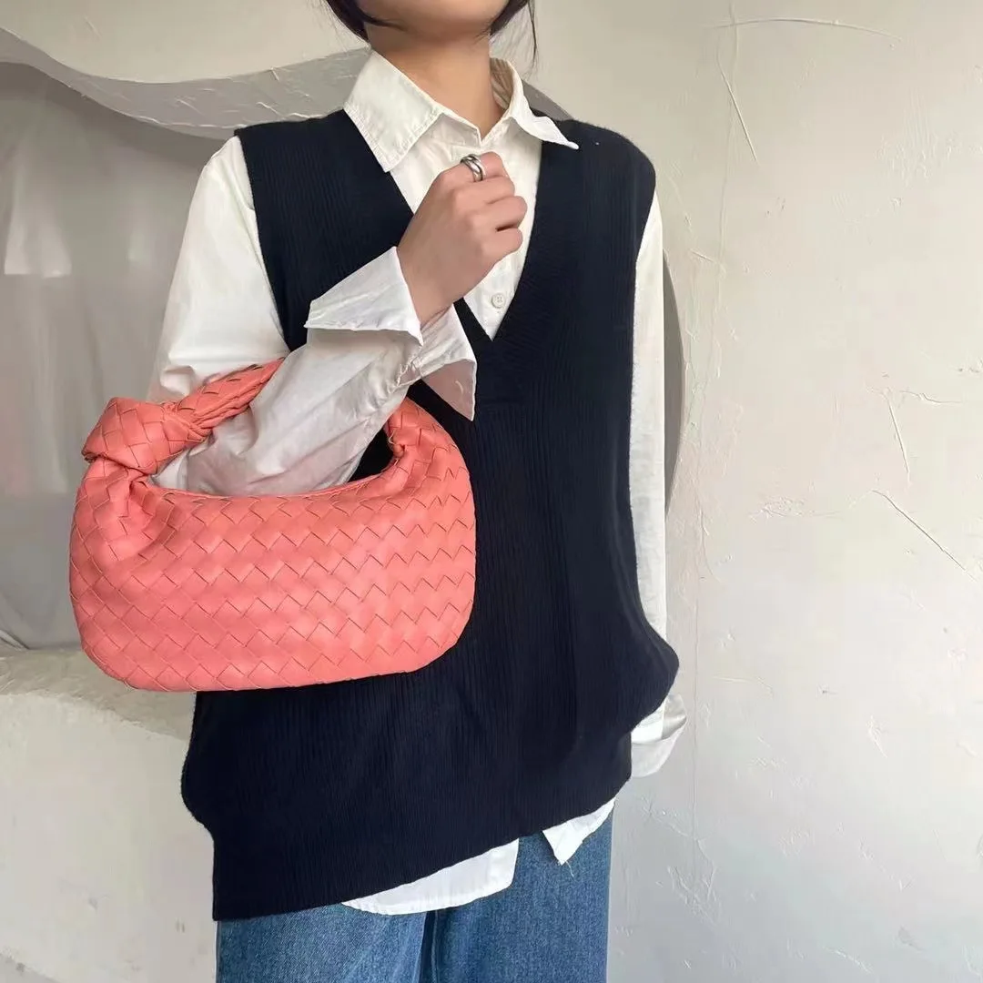2022 Fashion Handmade Woven Bag Luxury Woven Leather Printed Shoulder Bag Lady Crossbody Hobo PU Knotted Handle Casual Handbag 