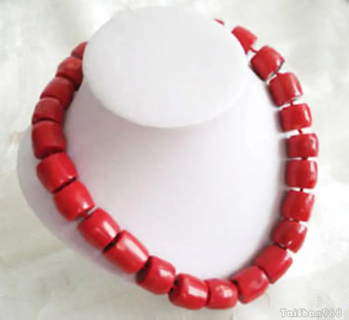 Горячая Распродажа Тибетский красный коралл большой цилиндр бусины 18KWGP застежка