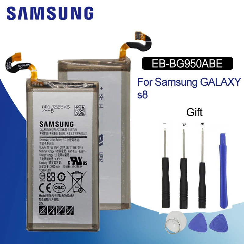 

SAMSUNG Original Phone Battery EB-BG950ABE For Samsung Galaxy S8 SM-G9508 G9508 G9500 G950U G950F 3000mAh Batteries + Free Tools