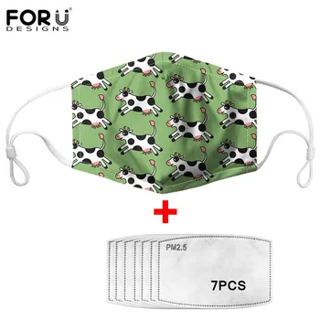 

FORUDESIGNS Cartoon Kawaii Cows Pattern Kids Women's Soft Washable Reusable Vale Masque PM2.5 Anti Haze Half Face Mouth Masks