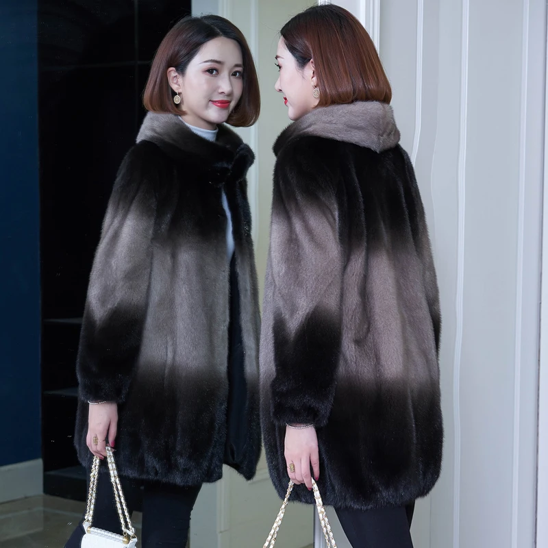 Mink fur Real fur coats winter womens clothing loose Plus size high-quality fur jacket thick warm luxury fur Overcoat