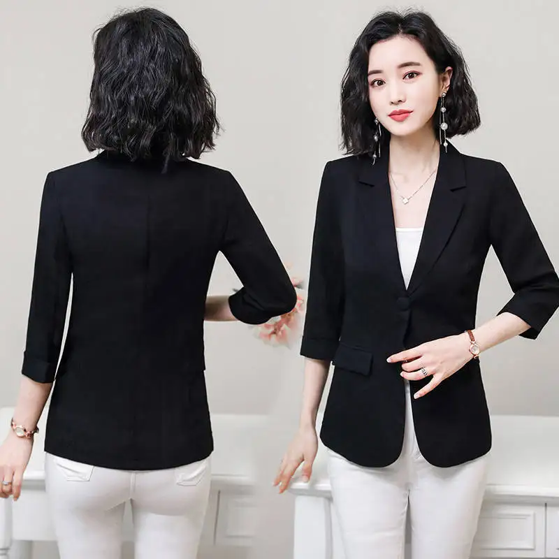 

Spring And Summer New Style Cotton Linen Thin Small Suit WOMEN'S Coat Short Korean-style Slim Fit Half-sleeve Shirt Casual Flax