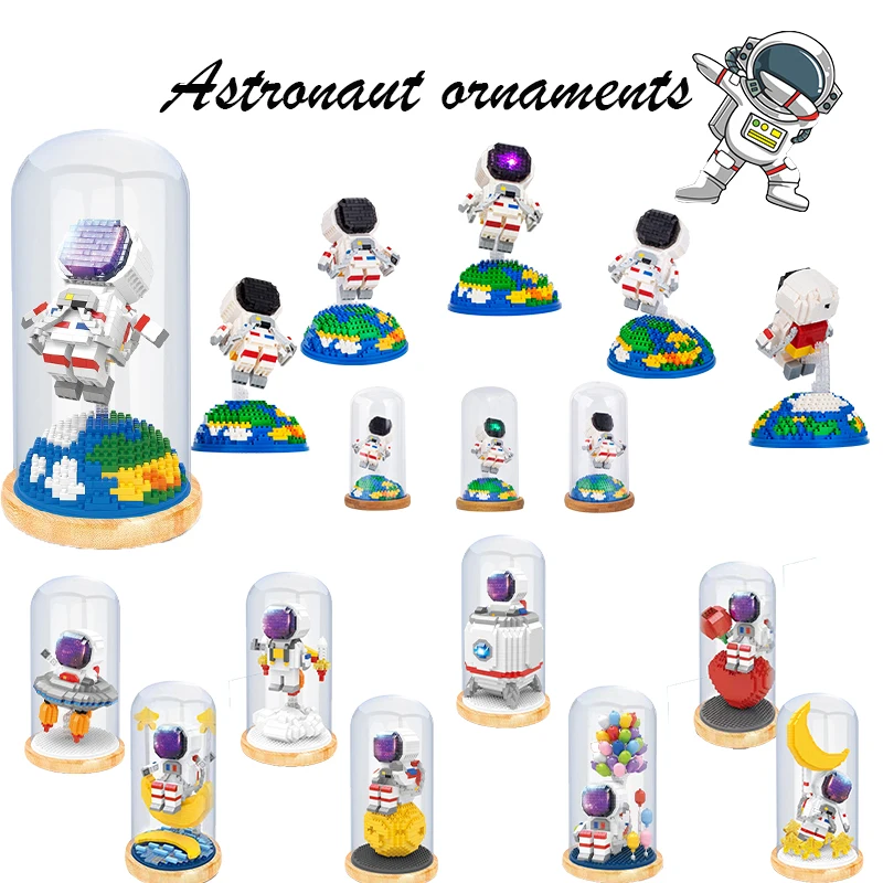 Astronaut Building BlocksToys Decoration Acrylic Glowing Shiny Children Toys Girls Toys Collection Creative Gifts ZY2683 Classic