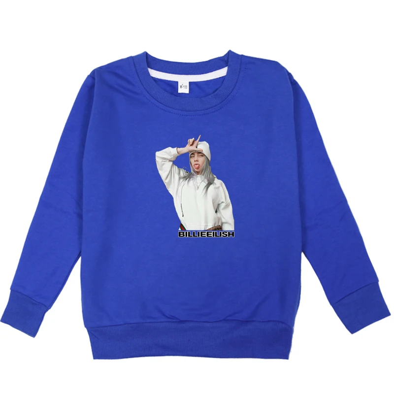 Hoodies 7 Г. Осенние детские толстовки с капюшоном и свитшоты с принтом Billie Eilish для мальчиков хлопковая Детская хлопчатобумажная повседневная толстовка для мальчиков, одежда для девочек - Цвет: Hoodies 7