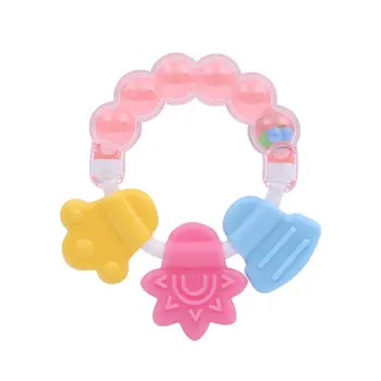 

Baby Kid Toddler Teether Molar Rod Chew Toy Silicone Handbell Jingle Design Bell Baby Teether Molar Stick Silicone Teether