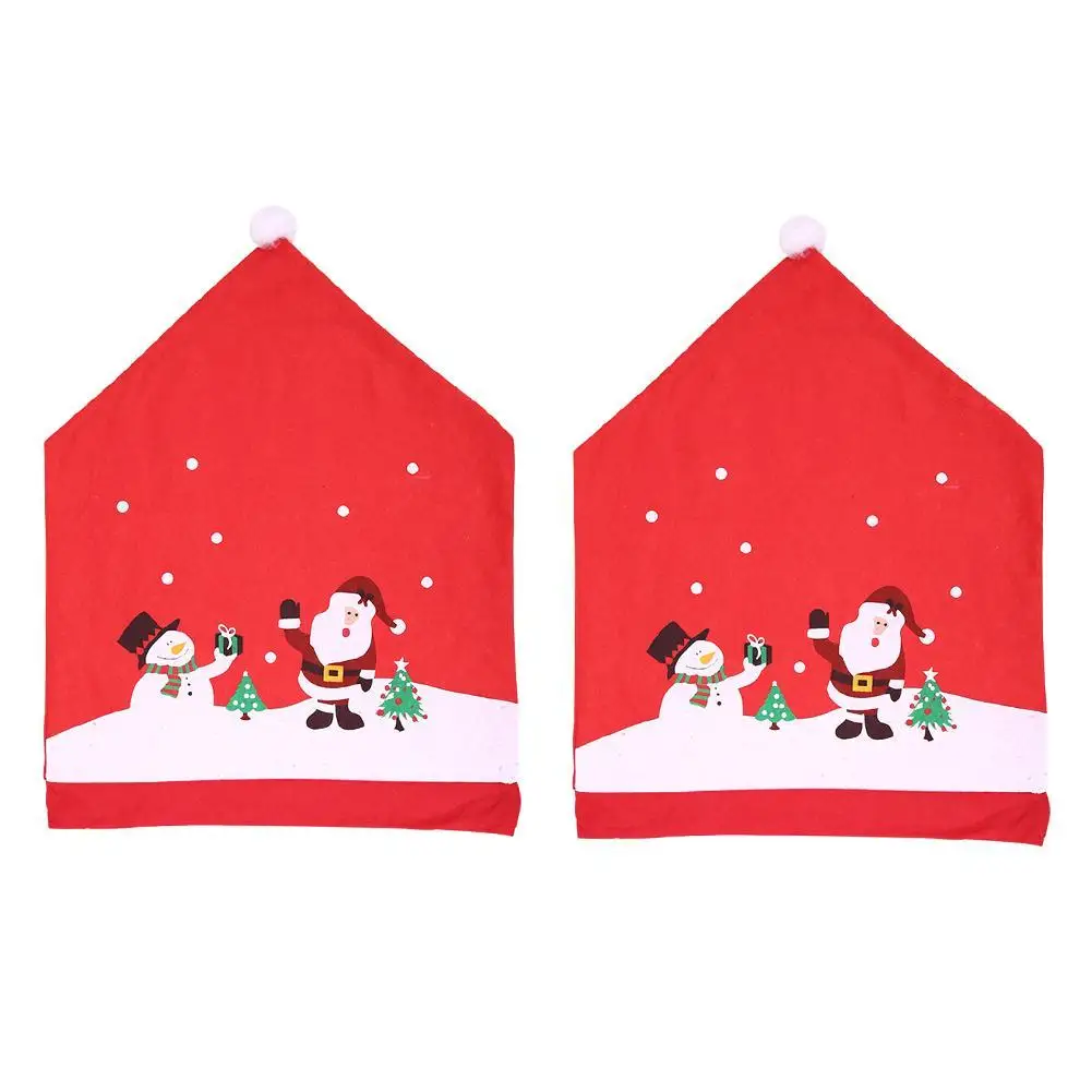 2/4/6/8 PCS Santa Clause Red Hat Chair Back Cover Christmas Dinner Table Party 