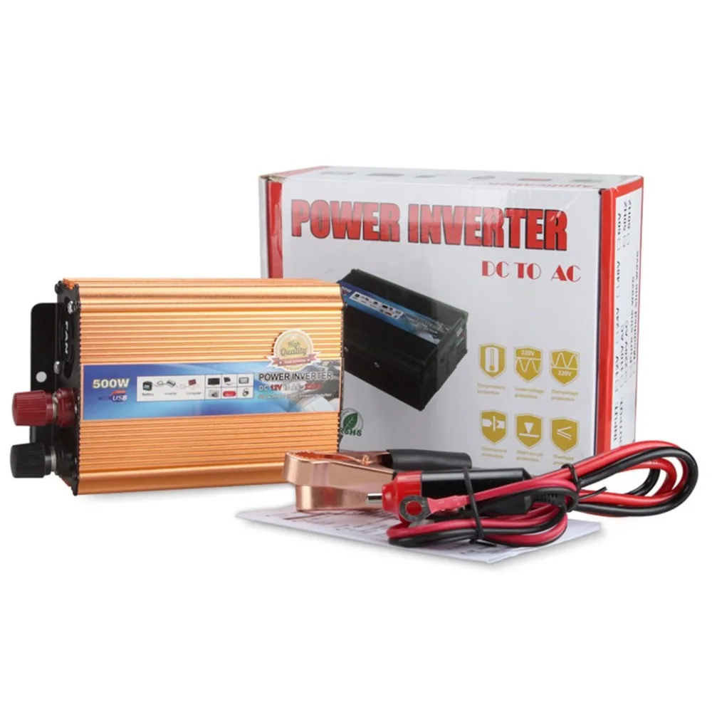 Модифицированный синусоидный инвертор DC 12 V/24 V к переменному току 220V 500W с универсальным гнездом USB Порты и разъёмы для автомобиля на солнечной батарее Мощность инвертор