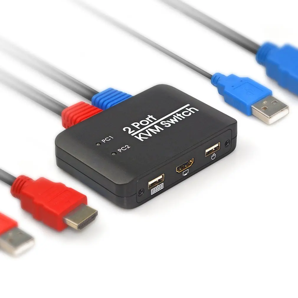 Hdmi Kvm переключатель кнопочный переключатель Usb порт с кабелем для монитора клавиатуры мыши Usb Hdmi ручной переключатель квм