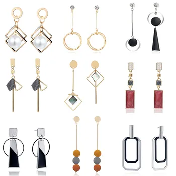 

New Fashion Korean Earrings 2020 Flower Geometric Long Asymmetry Circle Ear Acrylic Big Dangling Earrings Women Valentine Gifts